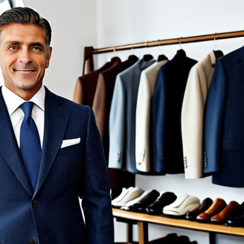 **

"A professional businessman in a meticulously tailored, fully clothed wool suit, appropriate attire, standing in a classic tailor shop with rolls of fabric in the background. He has a confident and approachable demeanor. Perfect anatomy, correct proportions, well-formed hands, proper finger count, natural pose, safe for work, appropriate content, professional, modest, family-friendly, high resolution, detailed."

**