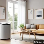 가전제품 렌탈비 - A modern living room scene showcasing a sleek rental home appliance setup including a compact washin...